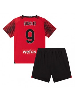 Otroški Nogometna dresi replika AC Milan Olivier Giroud #9 Domači 2023-24 Kratek rokav (+ hlače)